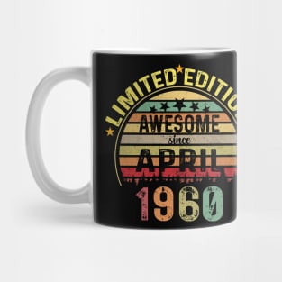 Vintage Born in April 1960 64 Years Old 64th Birthday Gift Men Women Mug